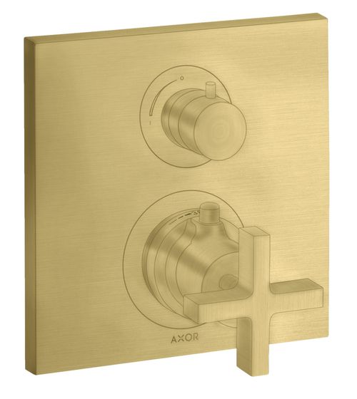 AXOR-HG-AXOR-Citterio-Thermostat-Unterputz-mit-Ab-und-Umstellventil-und-Kreuzgriff-Brushed-Brass-39725950 gallery number 1